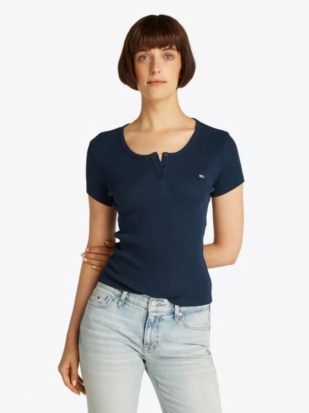 Tommy Jeans T-Shirt TJW SLIM BUTTON RIB C-NECK SS mit Knöpfen günstig online kaufen