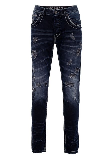 Cipo & Baxx Regular-fit-Jeans Jeans mit lässigen Destroyed-Elementen, CD539 günstig online kaufen