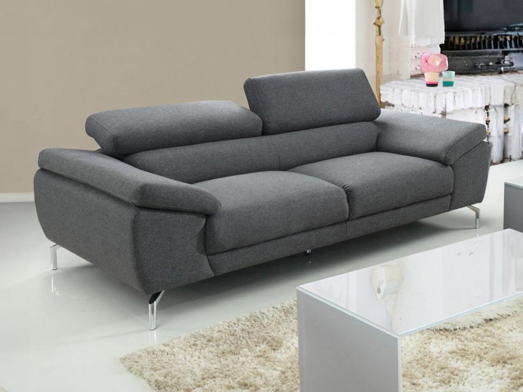Sofa 3-Sitzer - Stoff - Grau - GRETEL günstig online kaufen