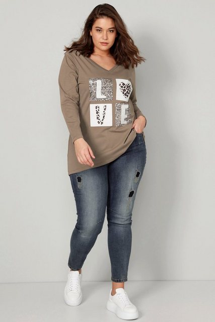 Angel of Style Rundhalsshirt T-Shirt LOVE V-Ausschnitt Langarm günstig online kaufen