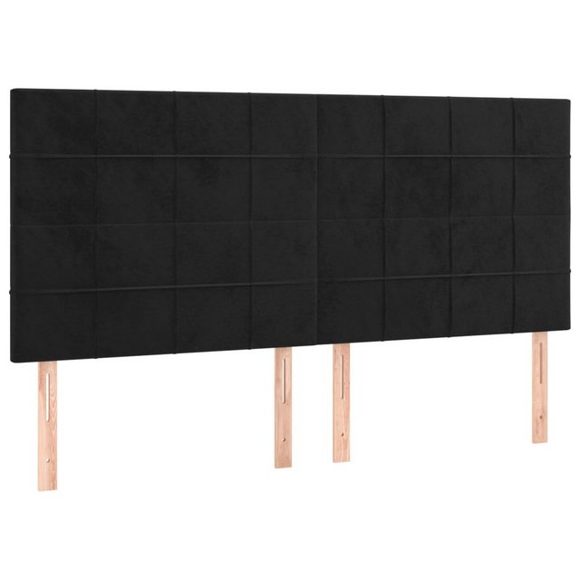 vidaXL Bett, Kopfteile 4 Stk. Schwarz 100x5x78/88 cm Samt günstig online kaufen