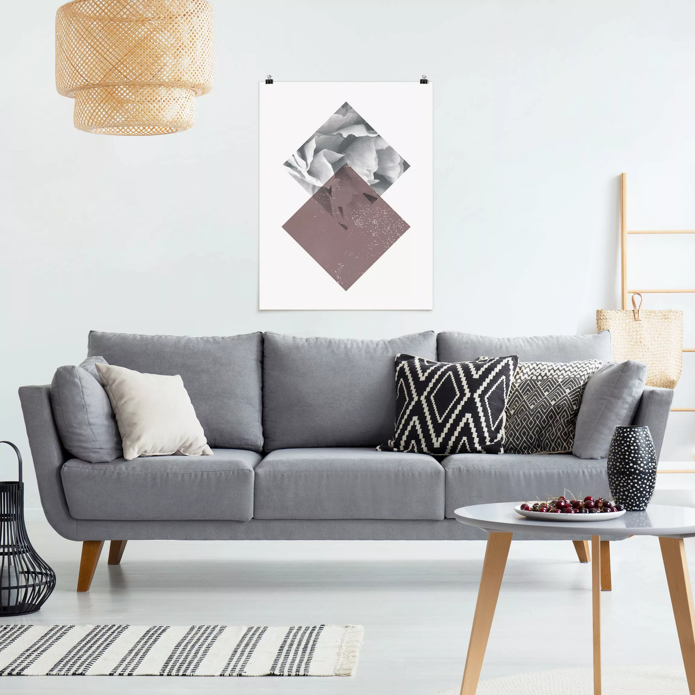 Poster Quadrate mit Blüte günstig online kaufen