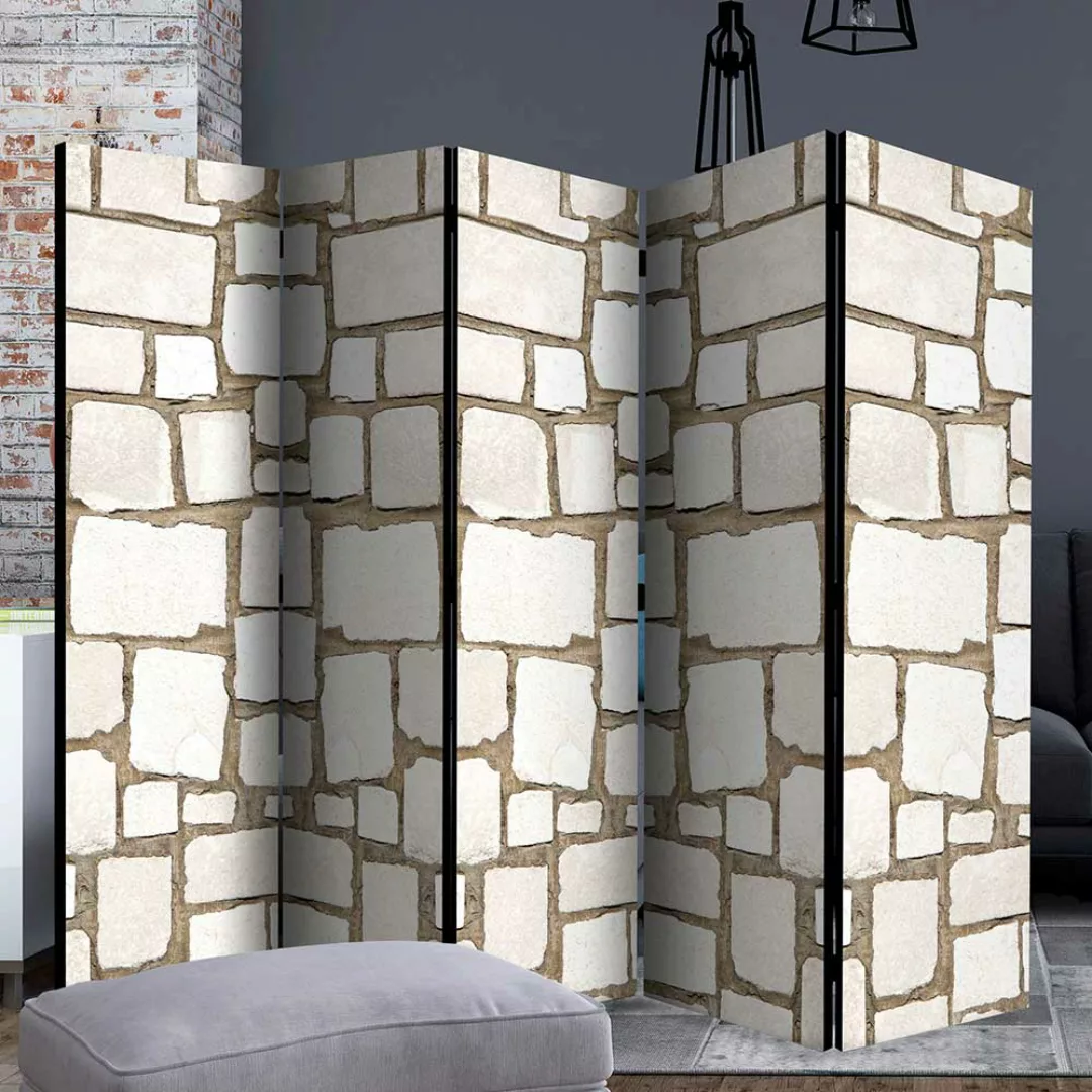 Paravent mit Stein - Mauer Motiv 3 oder 5 Elemente a 45 cm günstig online kaufen