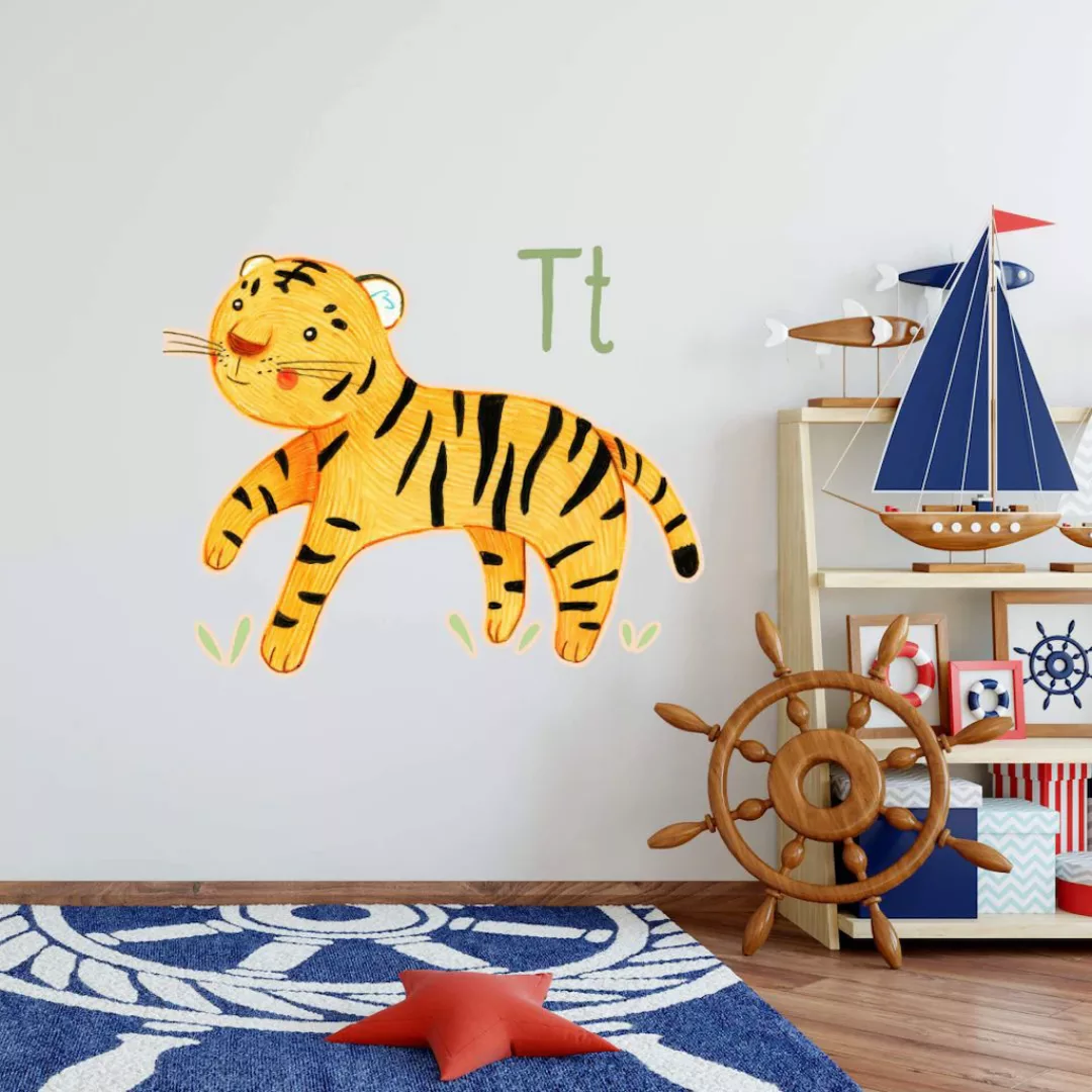 Wall-Art Wandtattoo "Tiger Tierwelt Buchstabe T", (1 St.), selbstklebend, e günstig online kaufen