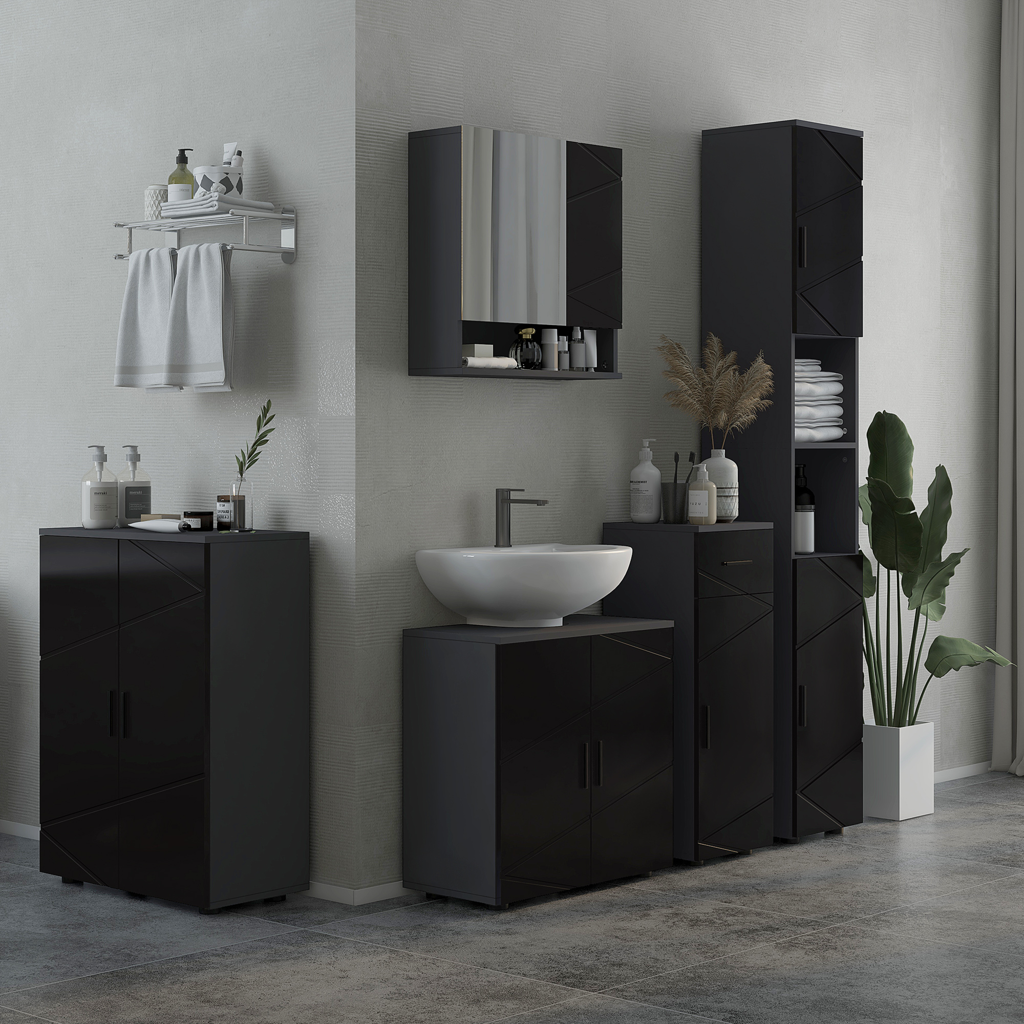 kleankin Badezimmerschrank aus Holz mit 2 Türen, Badezimmerschrank mit Soft günstig online kaufen