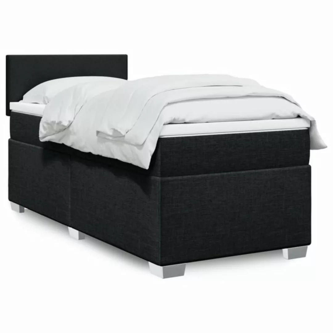 furnicato Bettgestell Boxspringbett mit Matratze Schwarz 80x200 cm Stoff günstig online kaufen