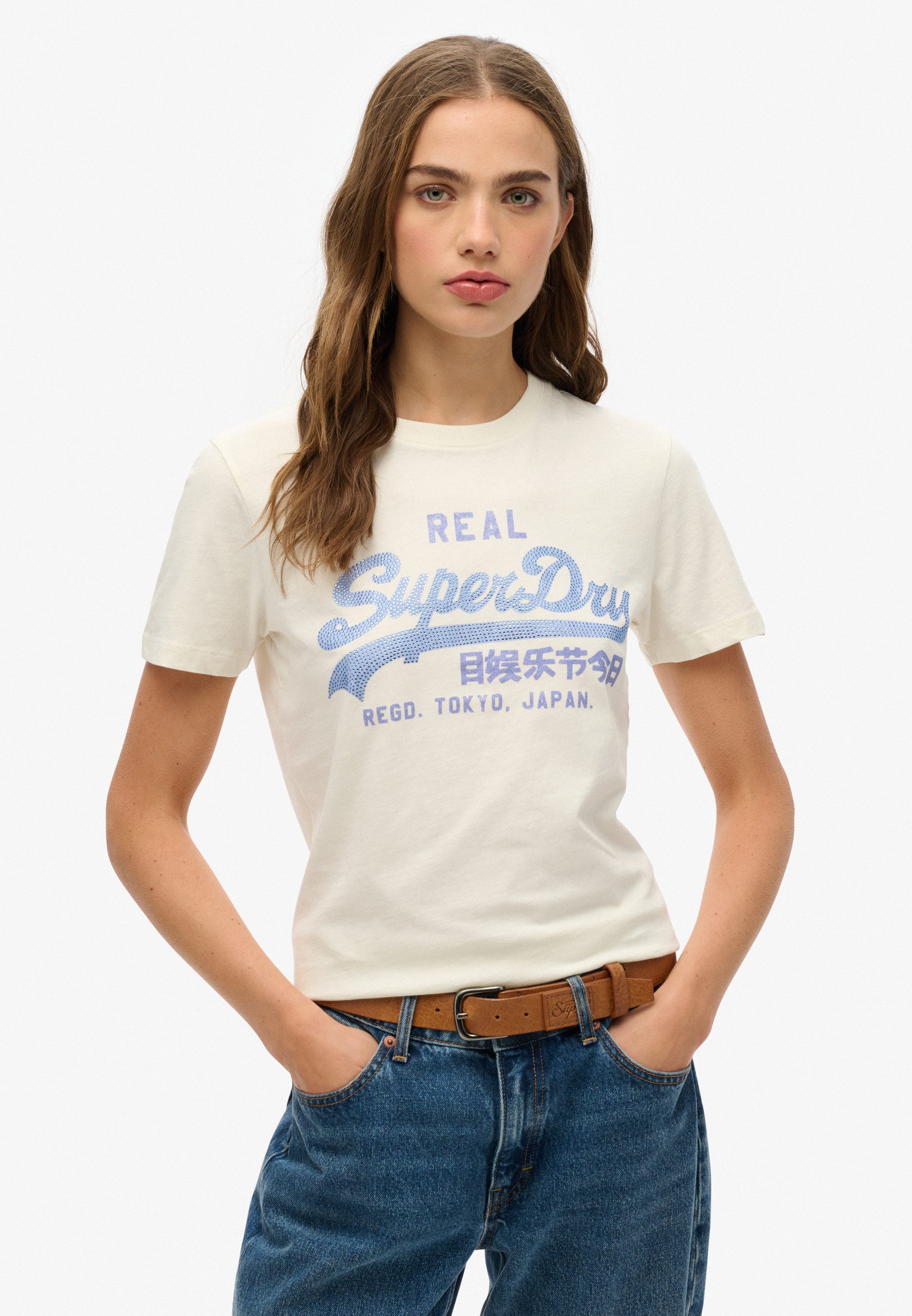Superdry Kurzarmshirt VL RHINESTONE SLIM TEE günstig online kaufen