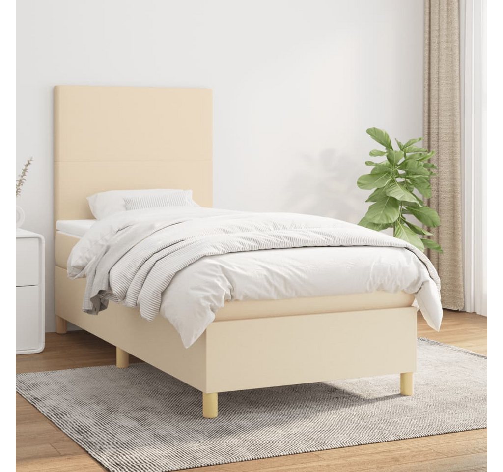 vidaXL Boxspringbett Boxspringbett mit Matratze Creme 90x200 cm Stoff Bett günstig online kaufen