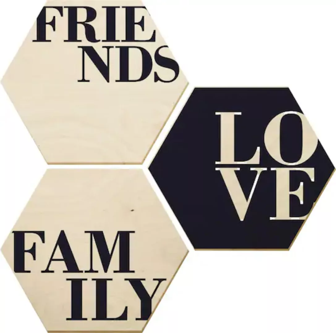 Wall-Art Holzbild »Love, Friends, Family«, Autos, (Set, Dekorative Wanddeko günstig online kaufen