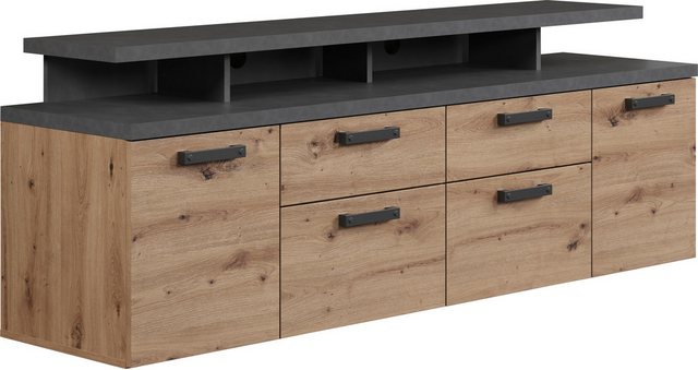 Home affaire TV-Schrank Ambres (1-St) Lowboard inklusive Aufsatz in Eiche/G günstig online kaufen