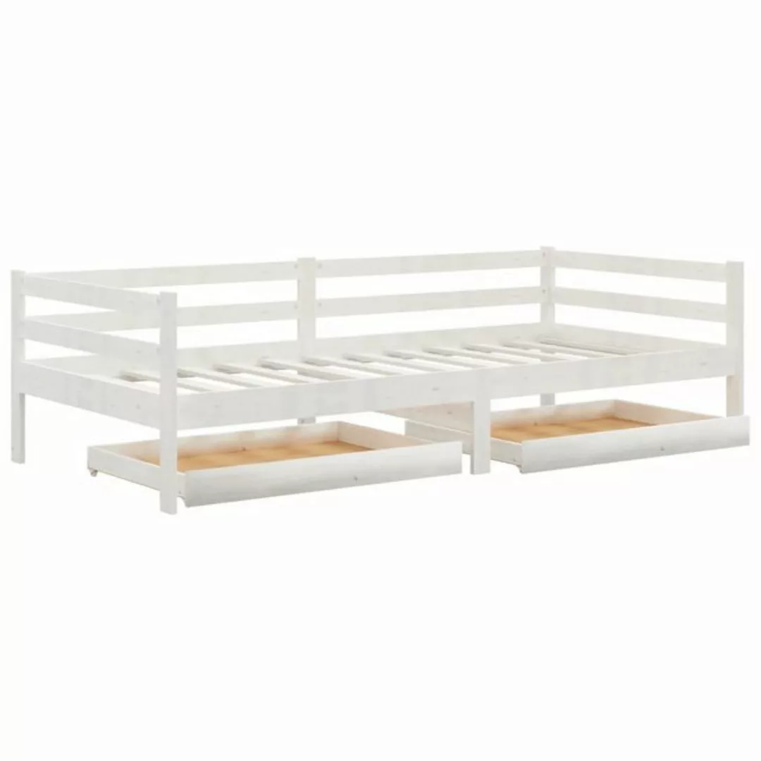 furnicato Bett Tagesbett mit Schubladen Weiß 90x200 cm Massives Kiefernholz günstig online kaufen