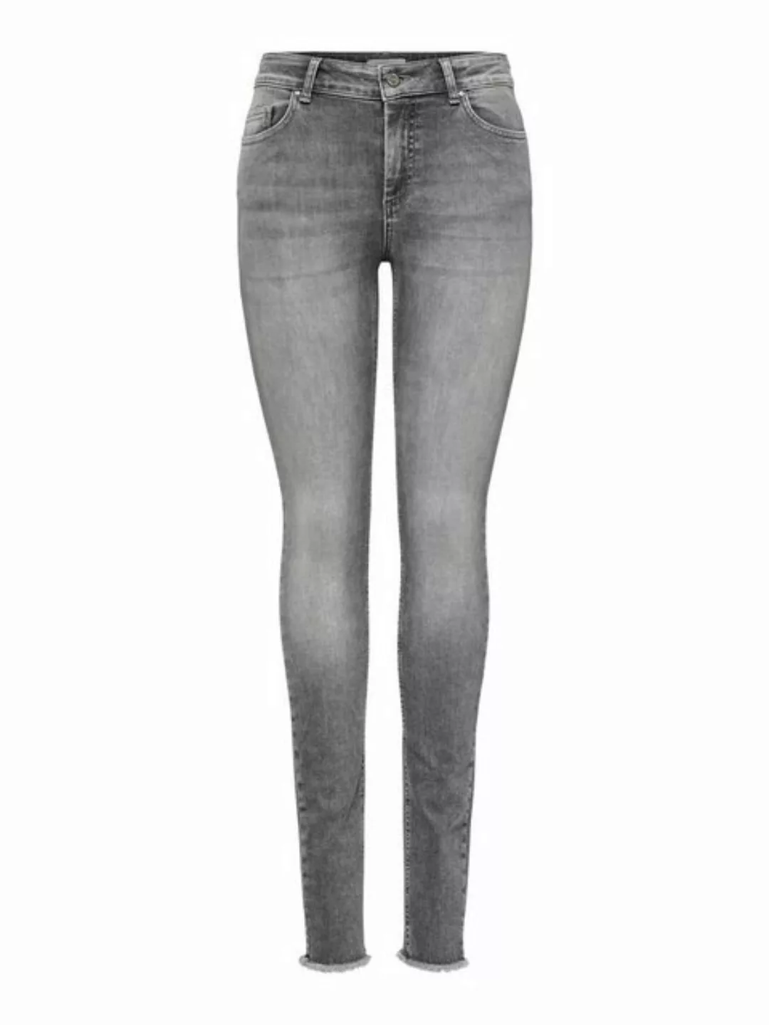 Only Damen Jeans ONLBLUSH MID SK ANK RAW JNS REA0918 - Skinny Fit - Grau - günstig online kaufen