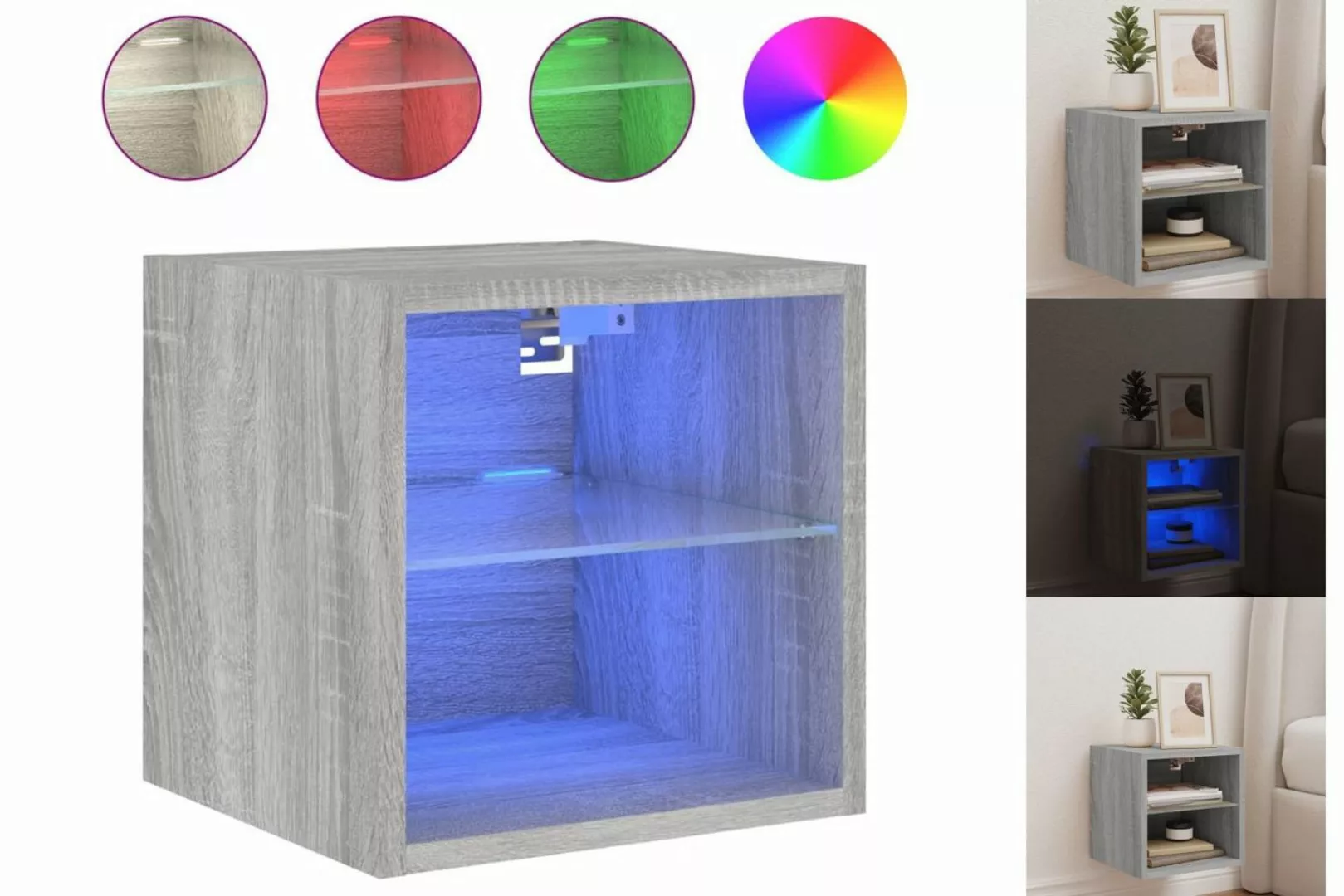 vidaXL Hängeschrank Hängeschrank Wandschrank mit LED Leuchten Grau Sonoma 3 günstig online kaufen