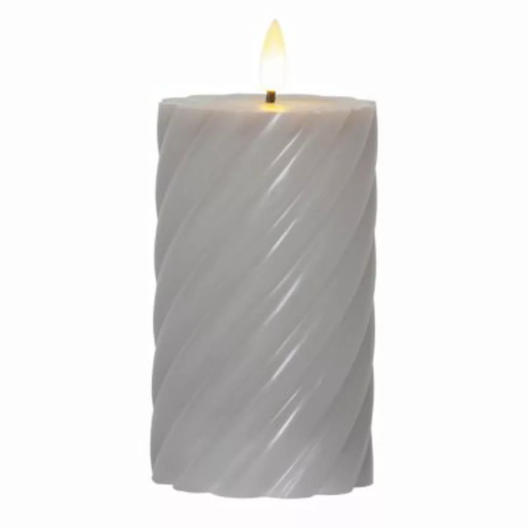 LED Kerze Swirl Echtwachs gedreht 3D Flamme H: 15cm grau günstig online kaufen