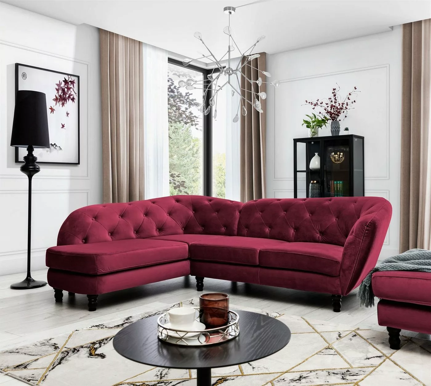 Fun Möbel Ecksofa Ecksofa Designersofa CHARLOTTE in Stoff Matt Velvet, 1 Te günstig online kaufen