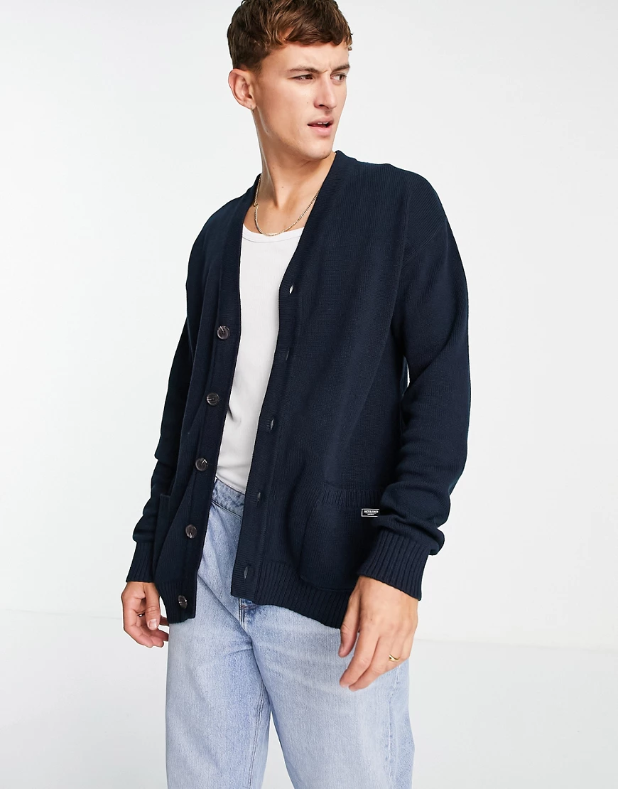 Jack & Jones – Originals – Strickjacke in Marineblau mit Knöpfen günstig online kaufen