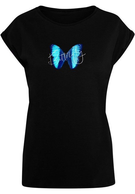 Merchcode T-Shirt Merchcode Damen Ladies Butterfly Blue Extended Shoulder T günstig online kaufen