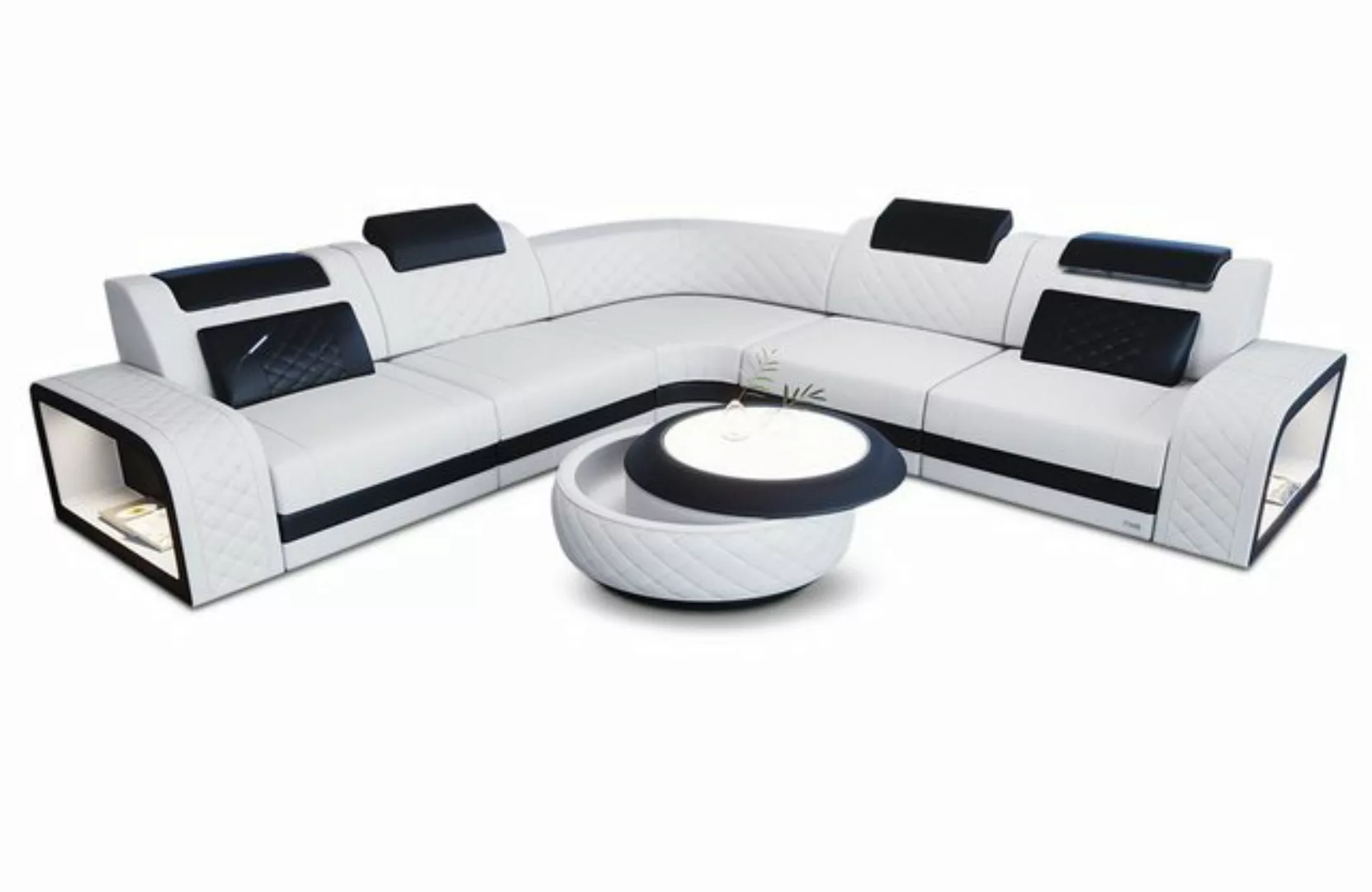 Sofa Dreams Ecksofa Leder Couch Sofa Foggia L Form Ledersofa, mit LED, vers günstig online kaufen