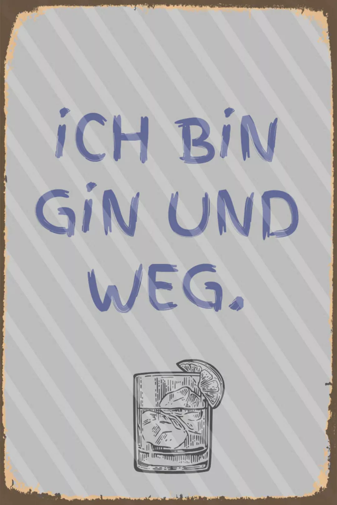 queence Metallbild "gin und weg", Schriftzüge, (1 St.), Stahlschilder günstig online kaufen