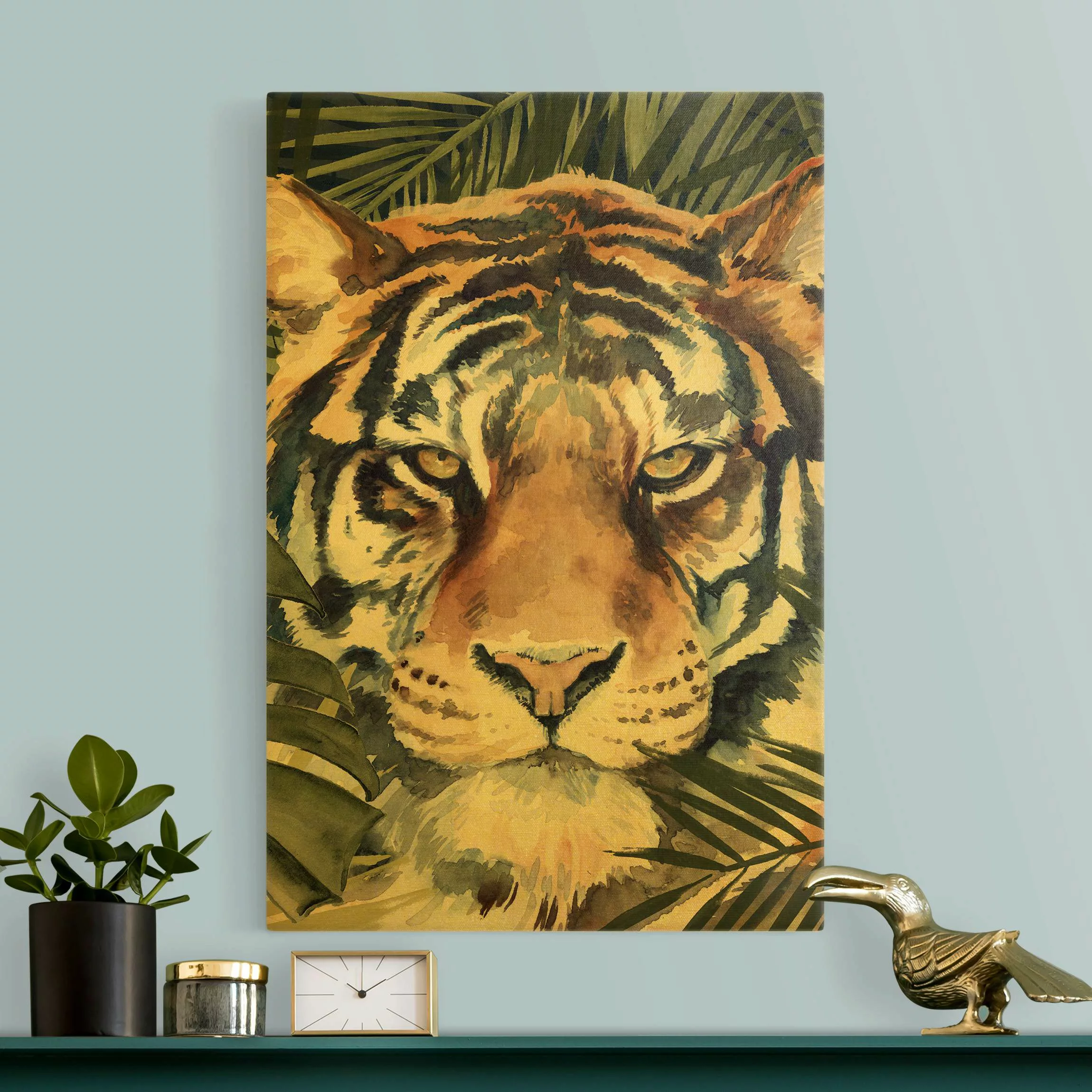 Leinwandbild Gold Tiger im Dschungel günstig online kaufen