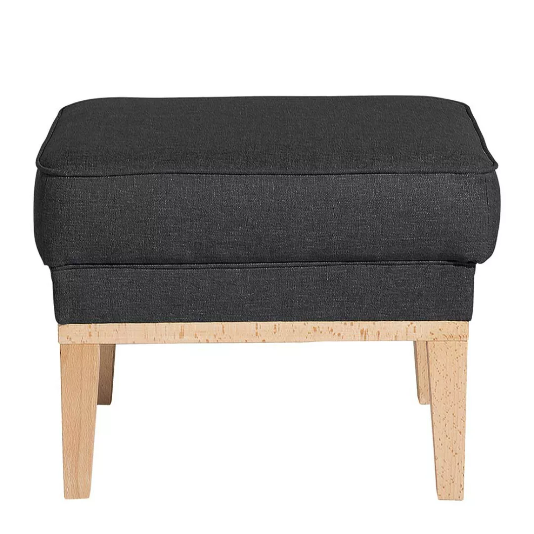 Fußhocker dunkelgrau modern mit Vierfußgestell aus Holz Buchefarben günstig online kaufen