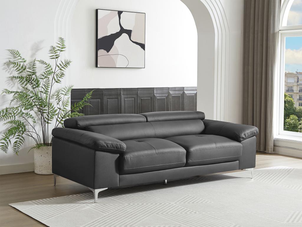 Ledersofa 3-Sitzer - Anthrazit - SOLANGE günstig online kaufen