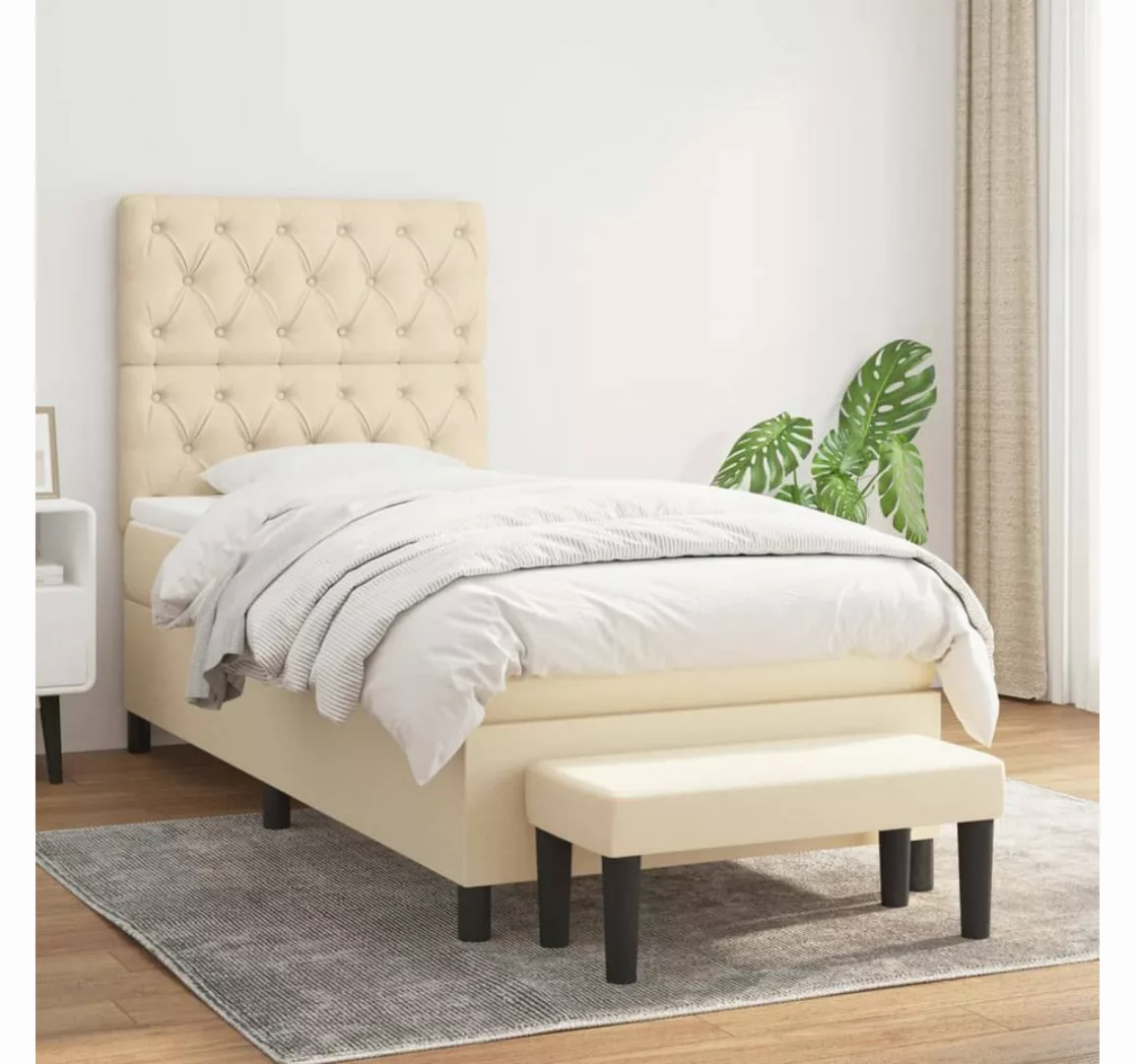 vidaXL Boxspringbett Boxspringbett mit Matratze und Fusshocker Stoff (80 x günstig online kaufen