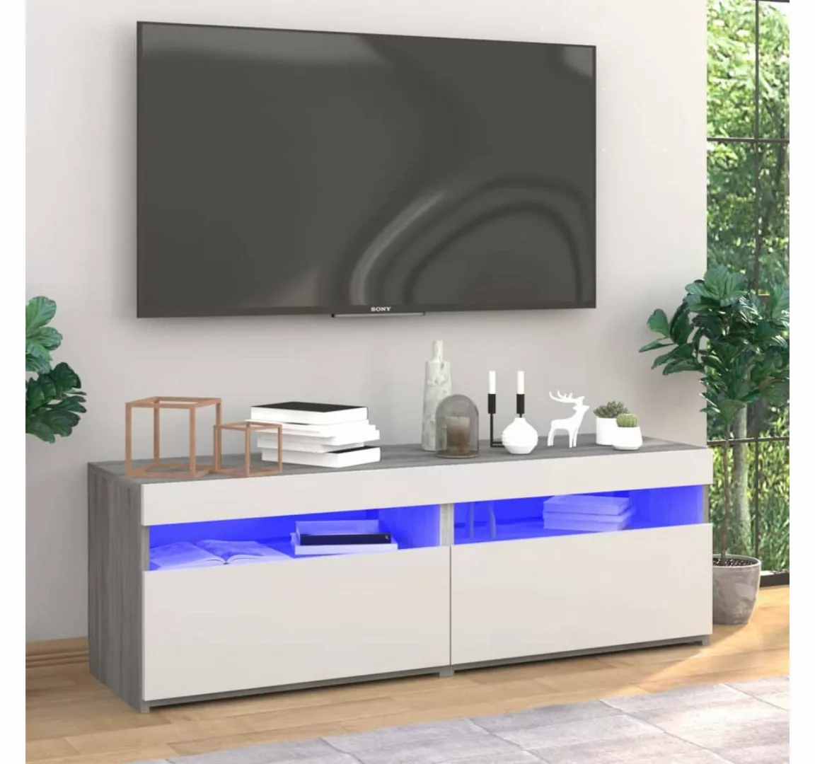 vidaXL TV-Schrank TV-Schränke 2 Stk mit LED Leuchten Grau Sonoma 60x35x40 c günstig online kaufen