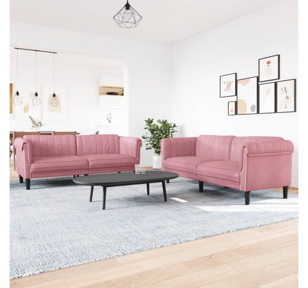 vidaXL Sofa 2-tlg. Sofagarnitur Rosa Samt günstig online kaufen