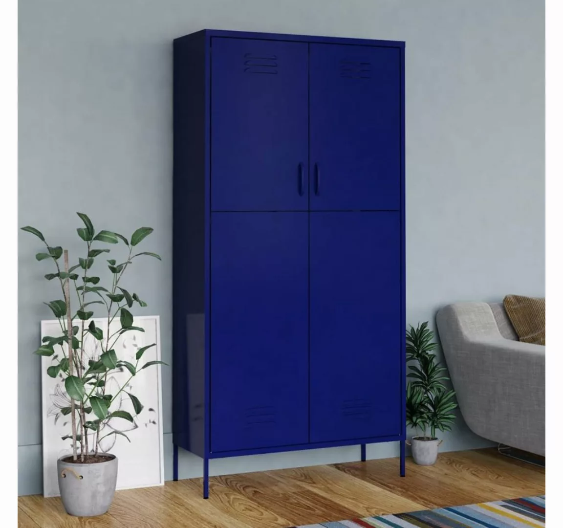 vidaXL Kleiderschrank Kleiderschrank Marineblau 90x50x180 cm Stahl günstig online kaufen