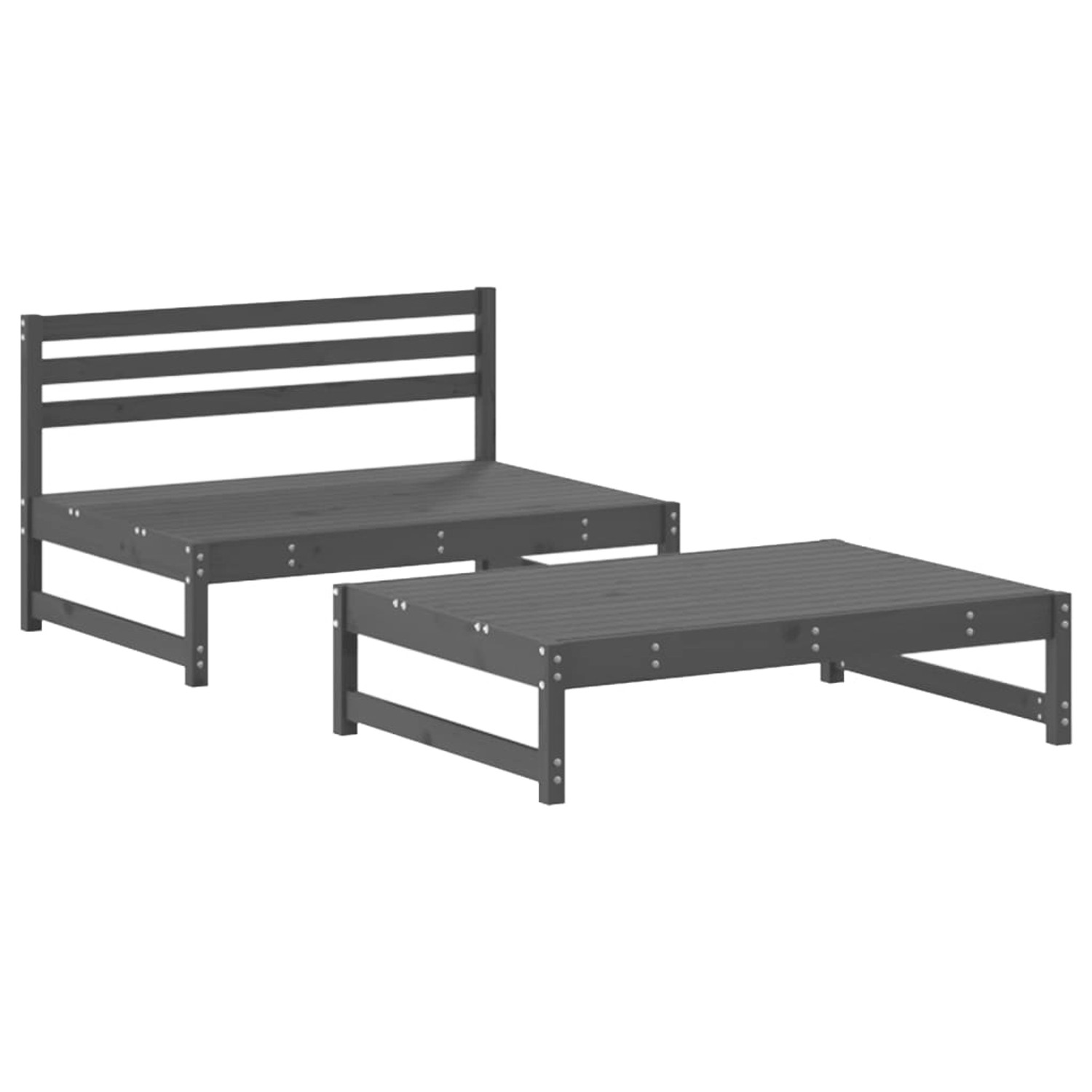 vidaXL 2-tlg Garten-Lounge-Set Grau Massivholz Kiefer günstig online kaufen