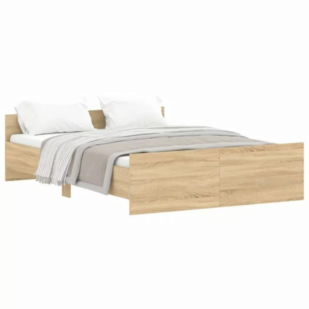 furnicato Bett Bettgestell mit Kopf- und Fußteil Sonoma-Eiche 135x190 cm günstig online kaufen