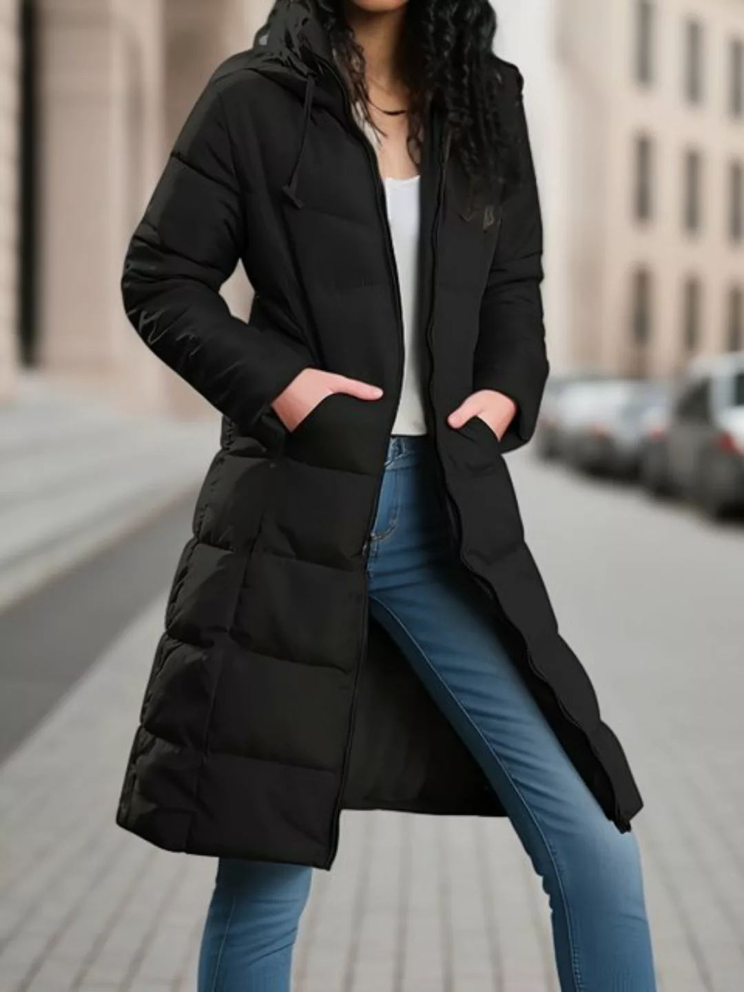 DEBAIJIA Wintermantel Damen Wintermantel mit Kapuze Jacke lange warme Geste günstig online kaufen