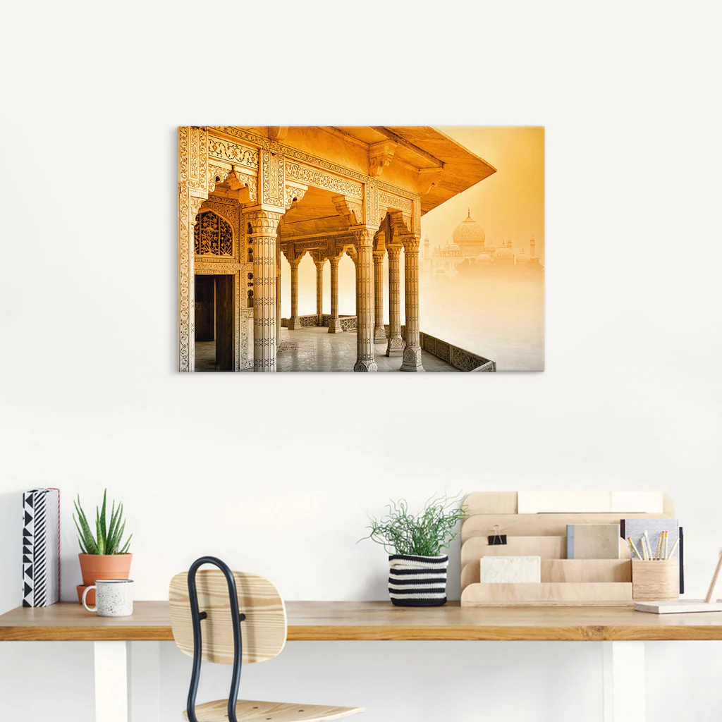 Artland Wandbild "Fort Agra mit Taj Mahal", Gebäude, (1 St.), als Leinwandb günstig online kaufen