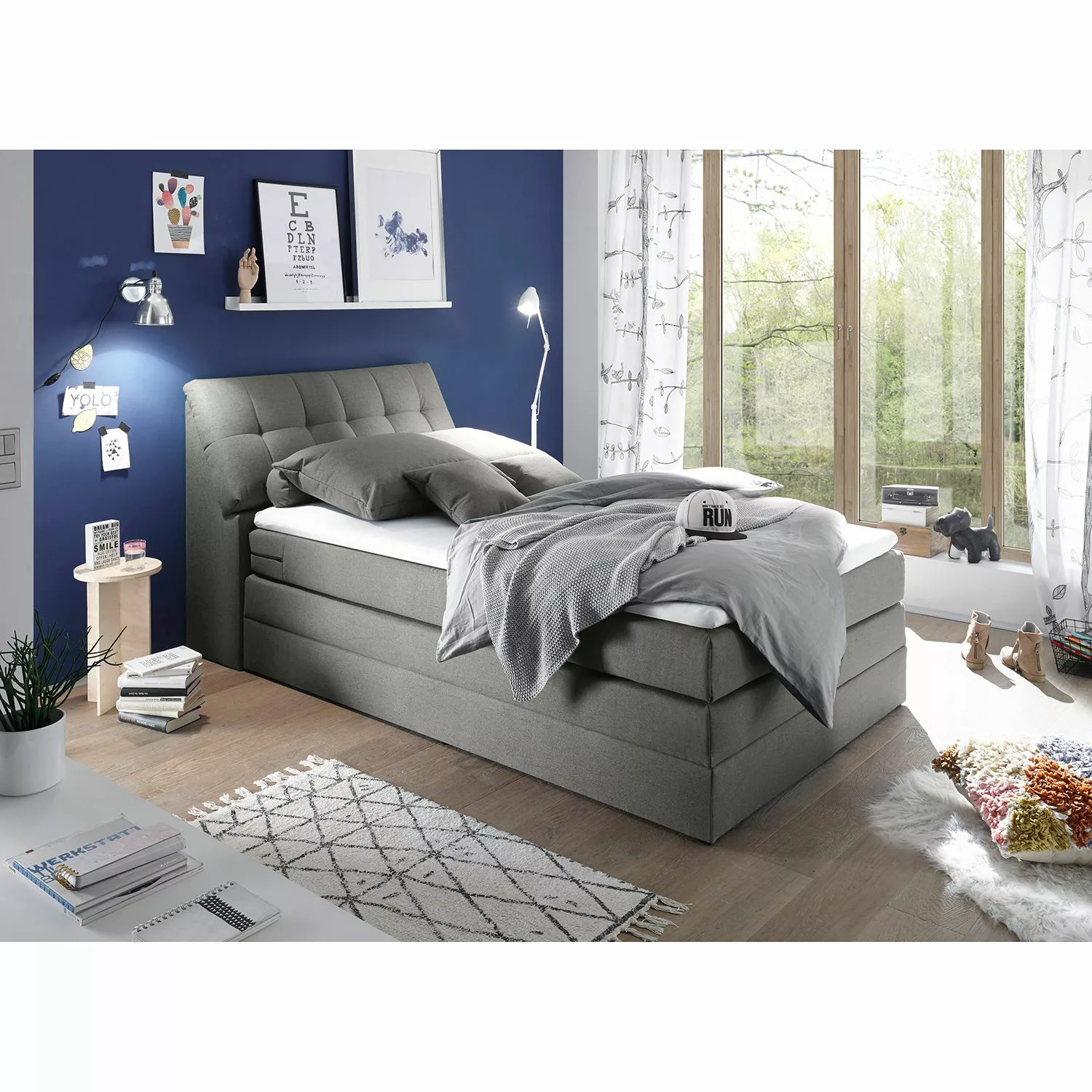 ED EXCITING DESIGN Boxspringliege (120 x 200 cm, Space 1 grey 120 cm), Grau günstig online kaufen