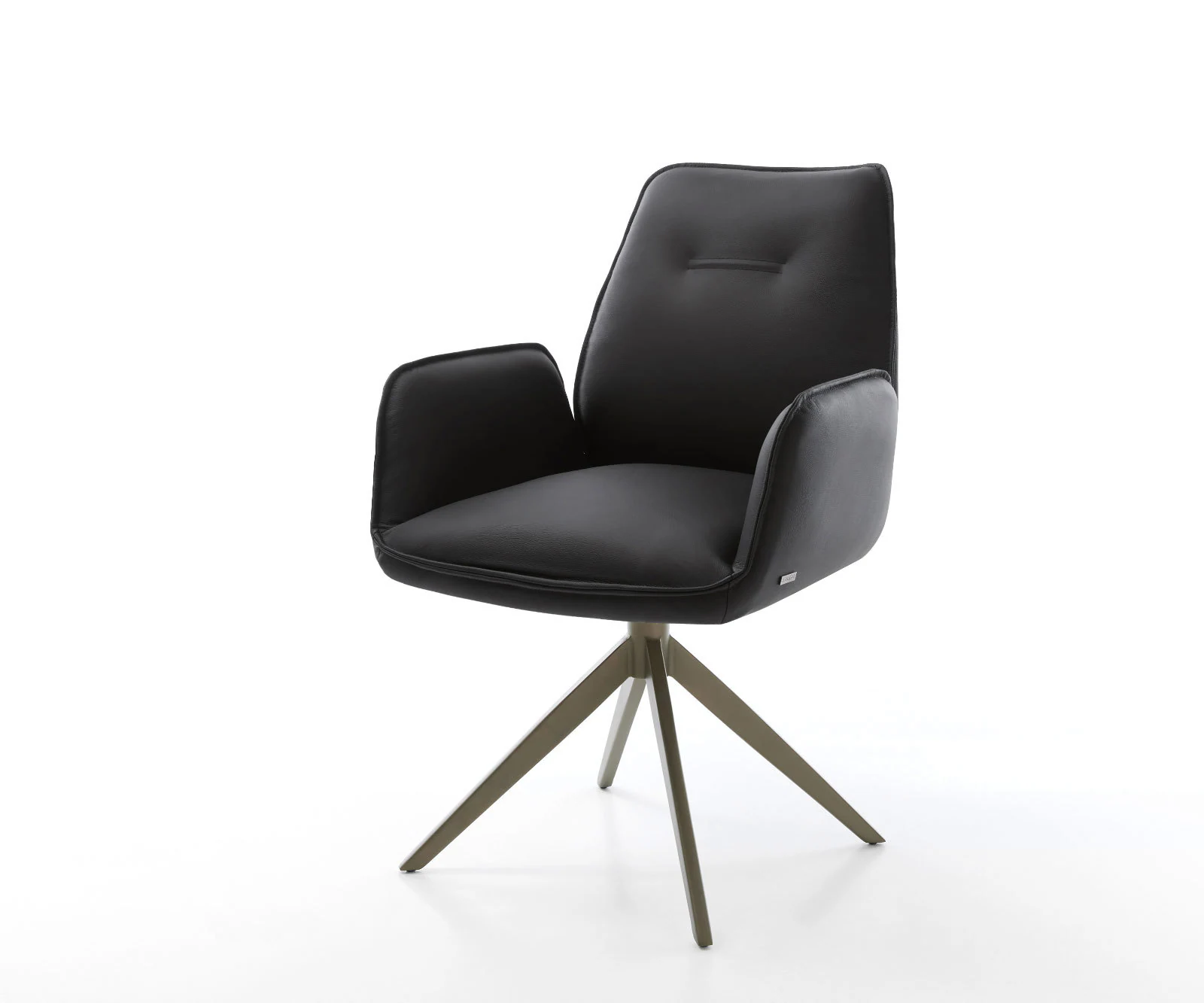 Drehstuhl Zoa-Flex Echt-Leder Schwarz Kreuzgestell breit Effektfinish Titan günstig online kaufen