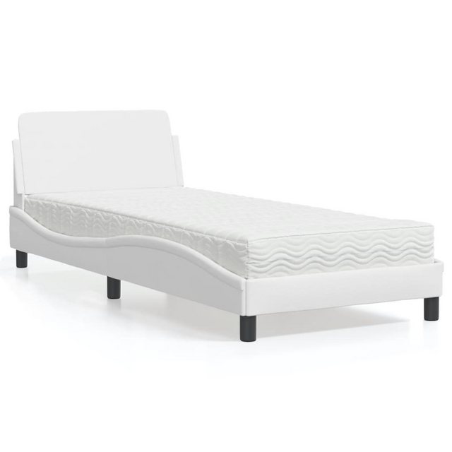 vidaXL Bett Bett mit Matratze Weiß 90x190 cm Kunstleder günstig online kaufen
