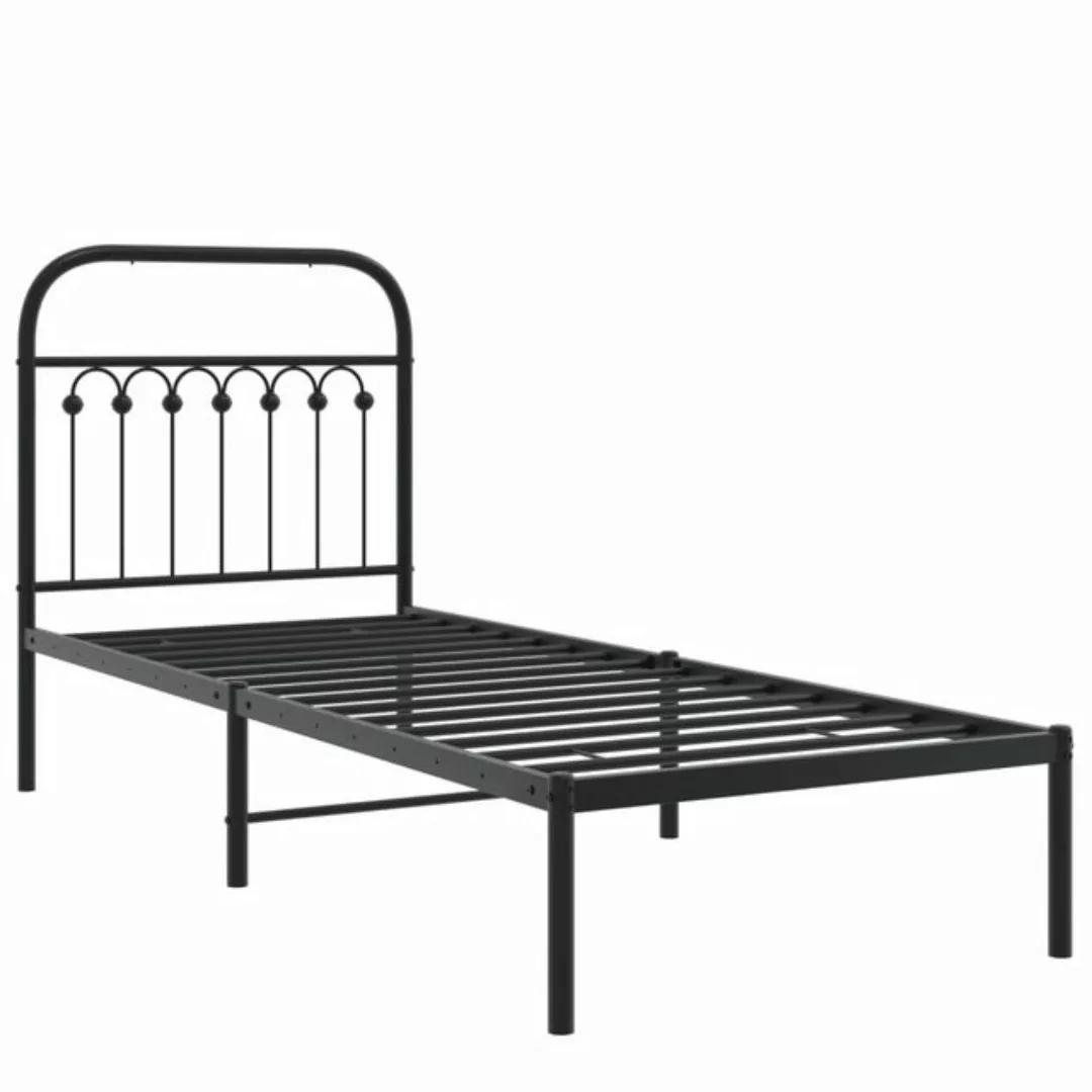 vidaXL Bett Bettgestell mit Kopfteil Metall Schwarz 75x190 cm günstig online kaufen