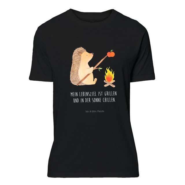 Mr. & Mrs. Panda T-Shirt Igel grillt - Schwarz - Geschenk, Motivation, Spru günstig online kaufen