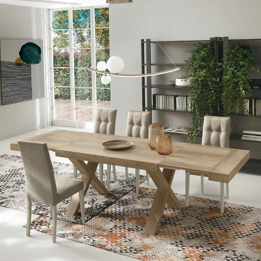 Hochwertiger Esstisch mit zwei Einlegeplatten bis 260 cm breit günstig online kaufen