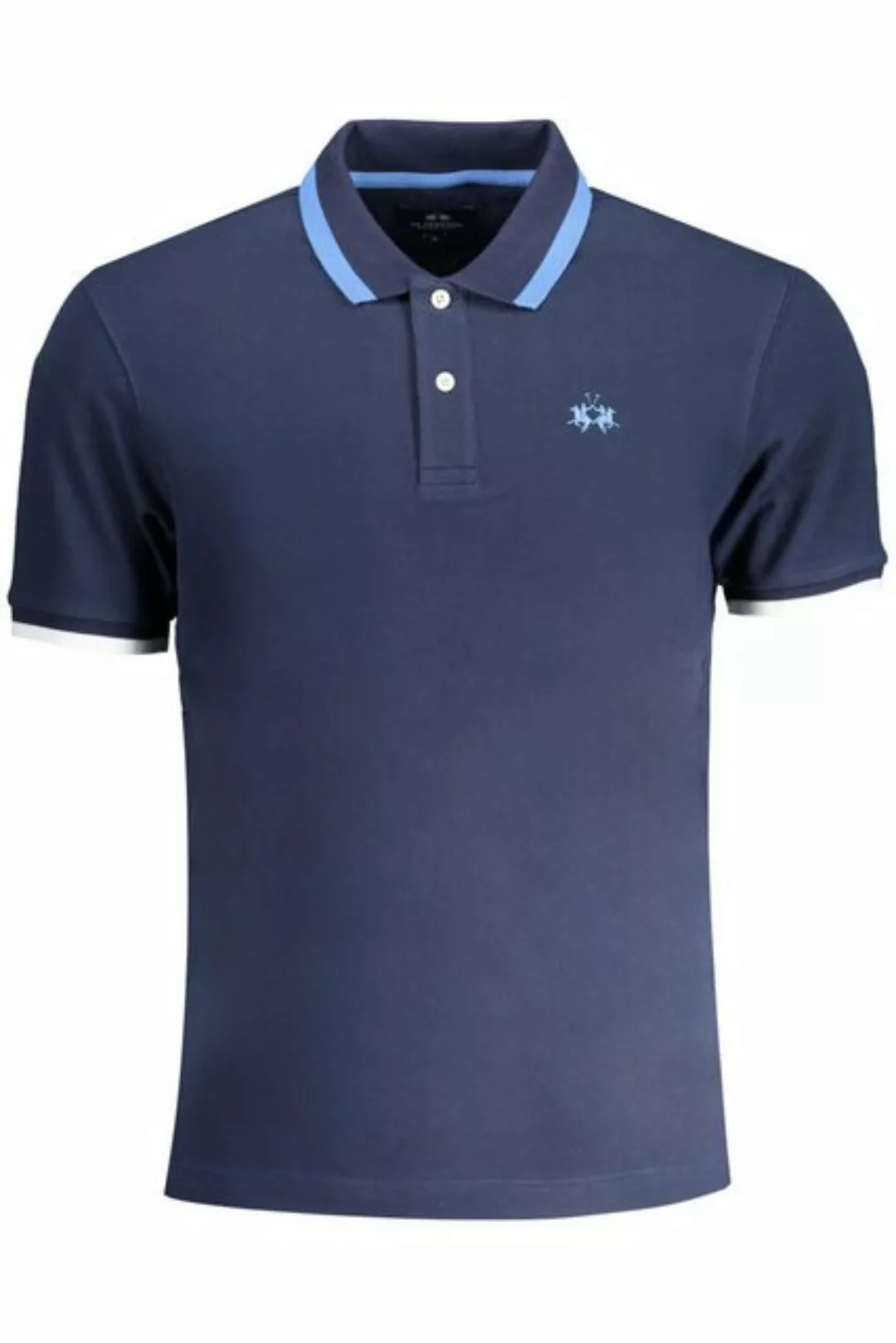 La Martina Poloshirt Herren Slim Fit Poloshirt Blau mit Kontrastdetails günstig online kaufen