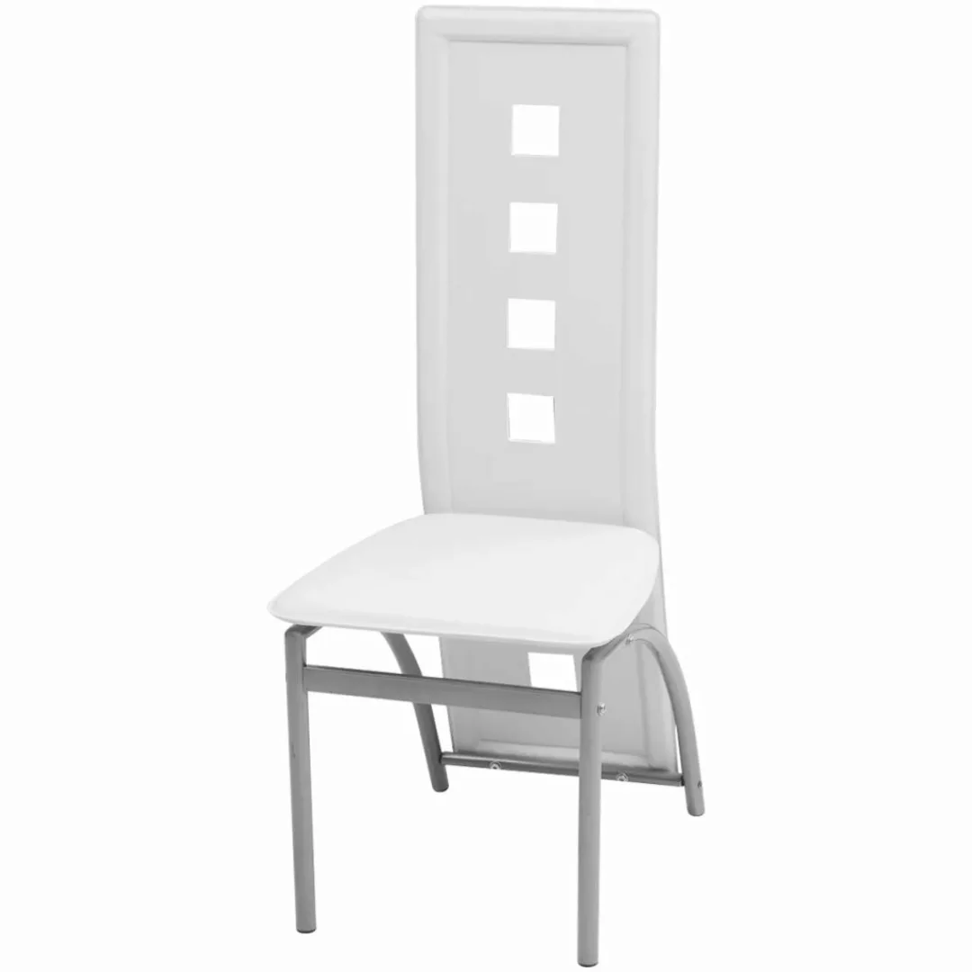 Esszimmerstühle 4 Stk. Weiß Kunstleder günstig online kaufen