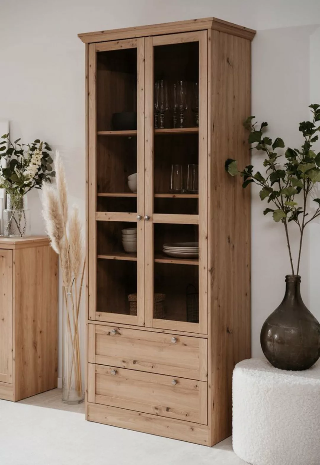 möbelvita Vitrine Tiberius 52A Vitrine, Dekor Artisan Oak günstig online kaufen