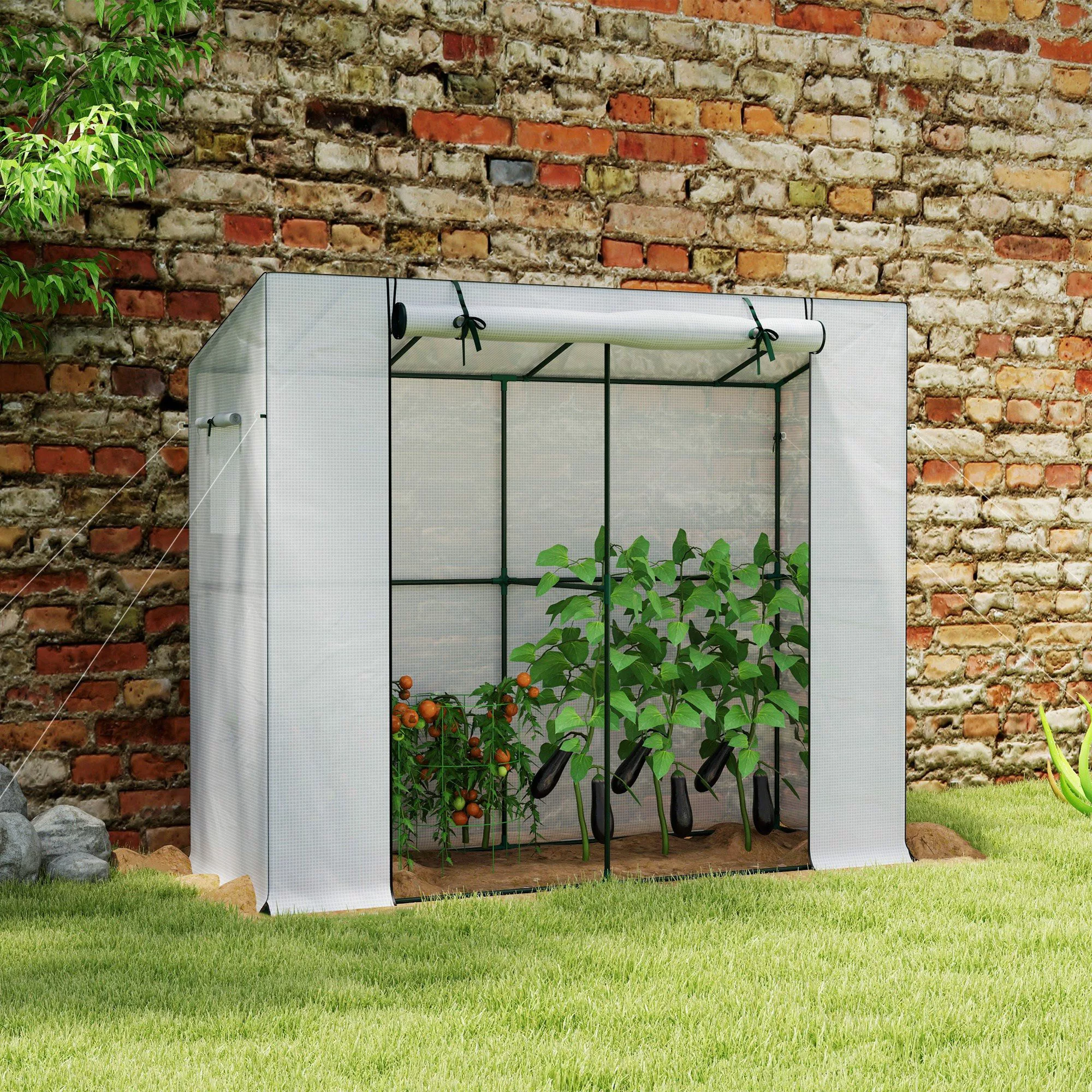 Outsunny Foliengewächshaus mit Rolltür 2 Fenster, günstig online kaufen