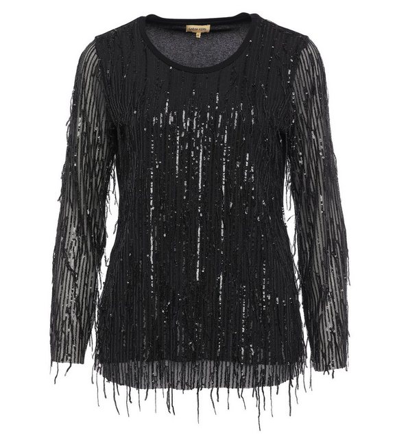 Sarah Kern Blusenshirt Langarmbluse koerpernah mit Pailletten-Tassels günstig online kaufen