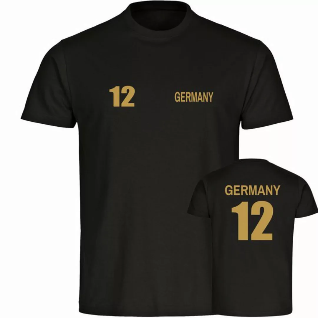 multifanshop T-Shirt Herren Germany - Trikot Nummer 12 Gold - Männer günstig online kaufen