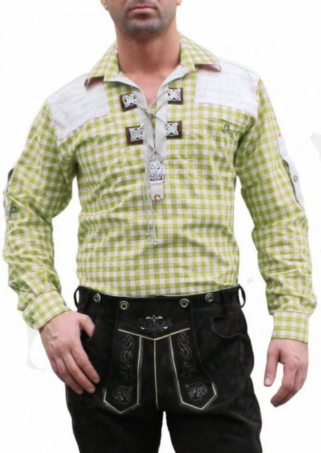 German Wear Trachtenhemd O12-Giftgrün Trachtenhemd für Lederhosen mit Verzi günstig online kaufen