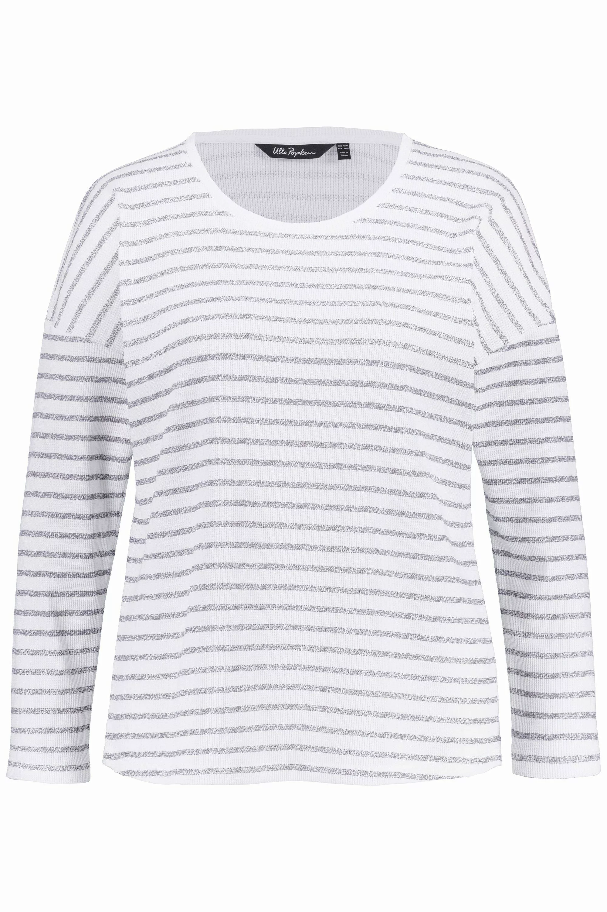 Ulla Popken Sweatjacke Loungewear-Shirt Piqué Ringel günstig online kaufen