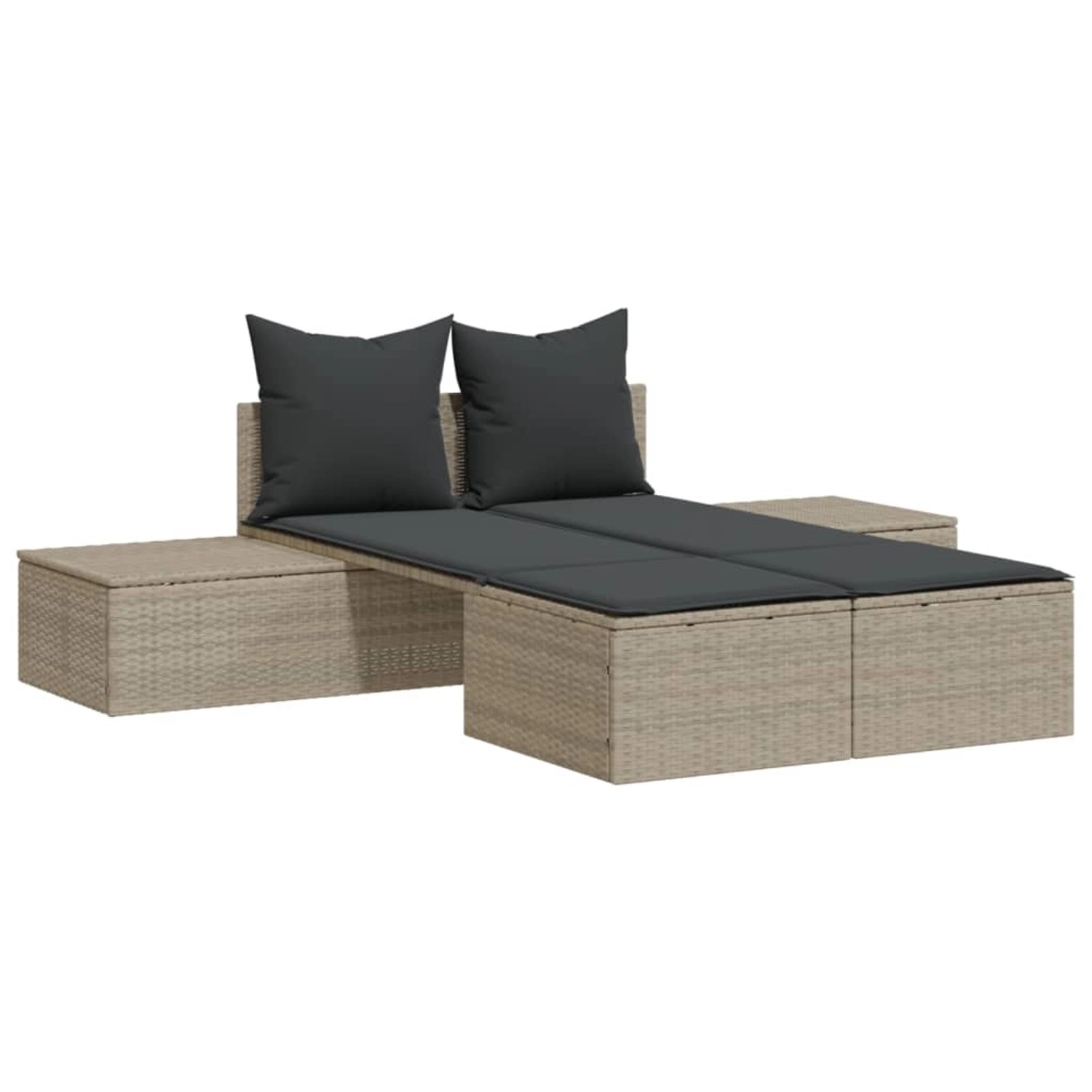 vidaXL Doppel-Sonnenliege mit Kissen Hellgrau Poly Rattan 104 x 162 x 30 cm günstig online kaufen