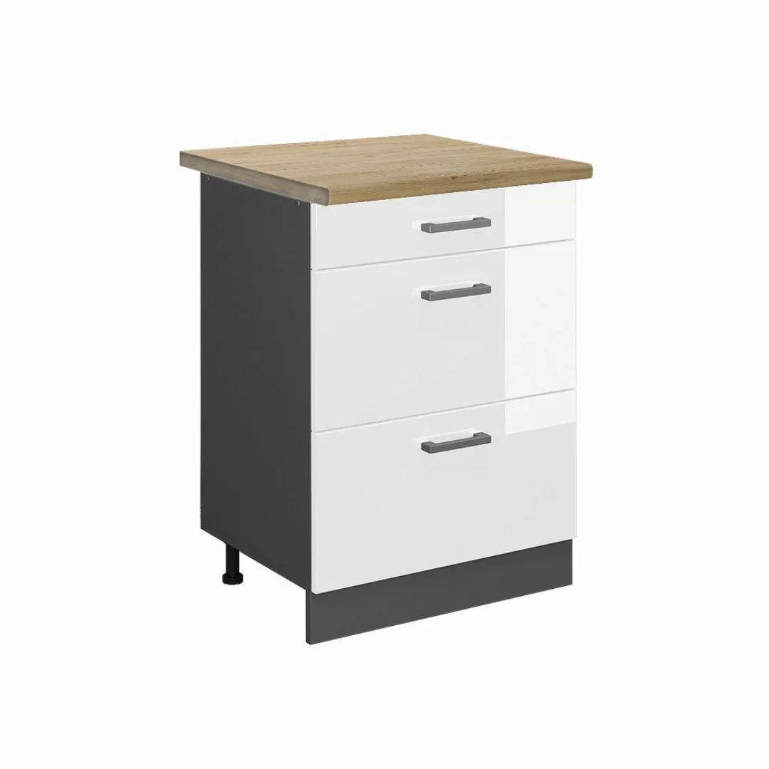 Vicco Unterschrank R-Line, Weiß Hochglanz/Anthrazit, 60 günstig online kaufen